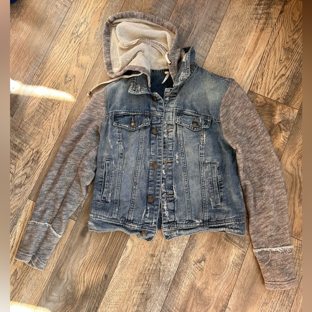 Free people Jean sweater jacket